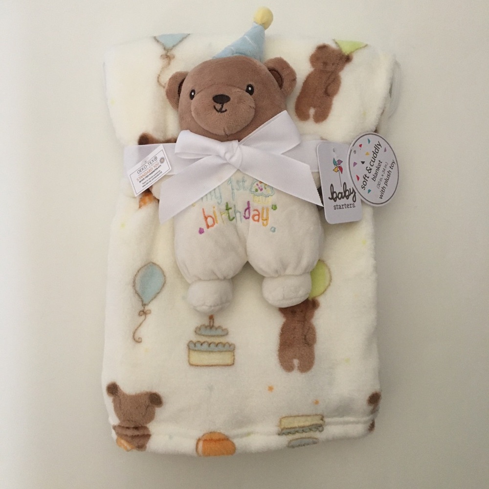 Plush Teddy Bear and Blanket Set “My 1st Birthday” NEW by Baby Starters
